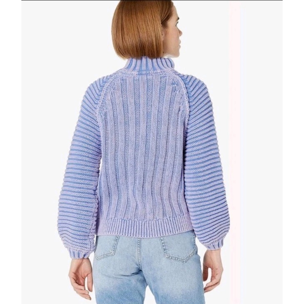 Free People Sweater Sweetheart Chunky Rib Knit Blue Purple Pullover Size XS - Picture 11 of 11